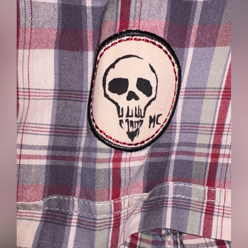 Harley-Davidson Plaid Short Sleeve Button-Up Shirt Red White Blue Men’s XL - Picture 5 of 13